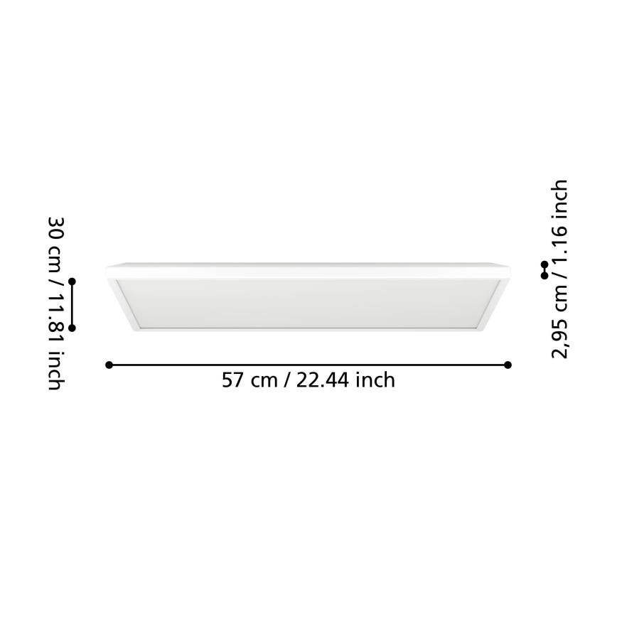 Eglo - LED-ulkokattovalaisin LED/17,2W/230V 2700/4000/6500K 30x57 cm IP44 valkoinen