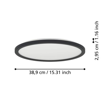 Eglo - LED Himmennettävä ulko katto kevyt LED/18,5W/230V 2700-6500K halkaisija 38,9 cm IP44 musta + kauko-ohjaus