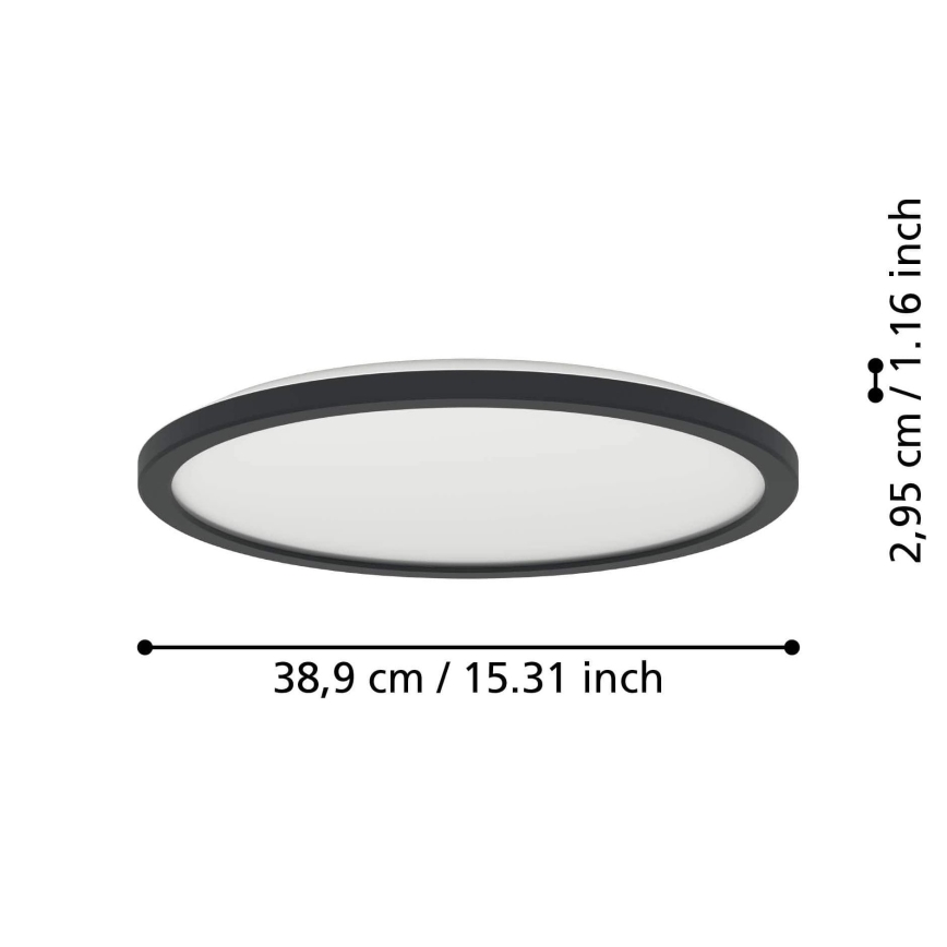 Eglo - LED Himmennettävä ulko katto kevyt LED/18,5W/230V 2700-6500K halkaisija 38,9 cm IP44 musta + kauko-ohjaus