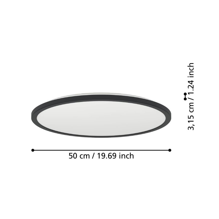 Eglo - LED Himmennettävä ulko katto kevyt LED/16,8W/230V 2700-6500K halkaisija 50 cm IP44 musta + kauko-ohjaus