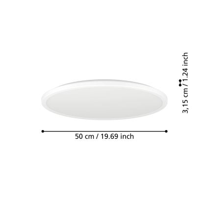 Eglo - LED Himmennettävä ulko katto kevyt LED/16,8W/230V 2700-6500K halkaisija 50 cm IP44 valkoinen + kauko-ohjaus
