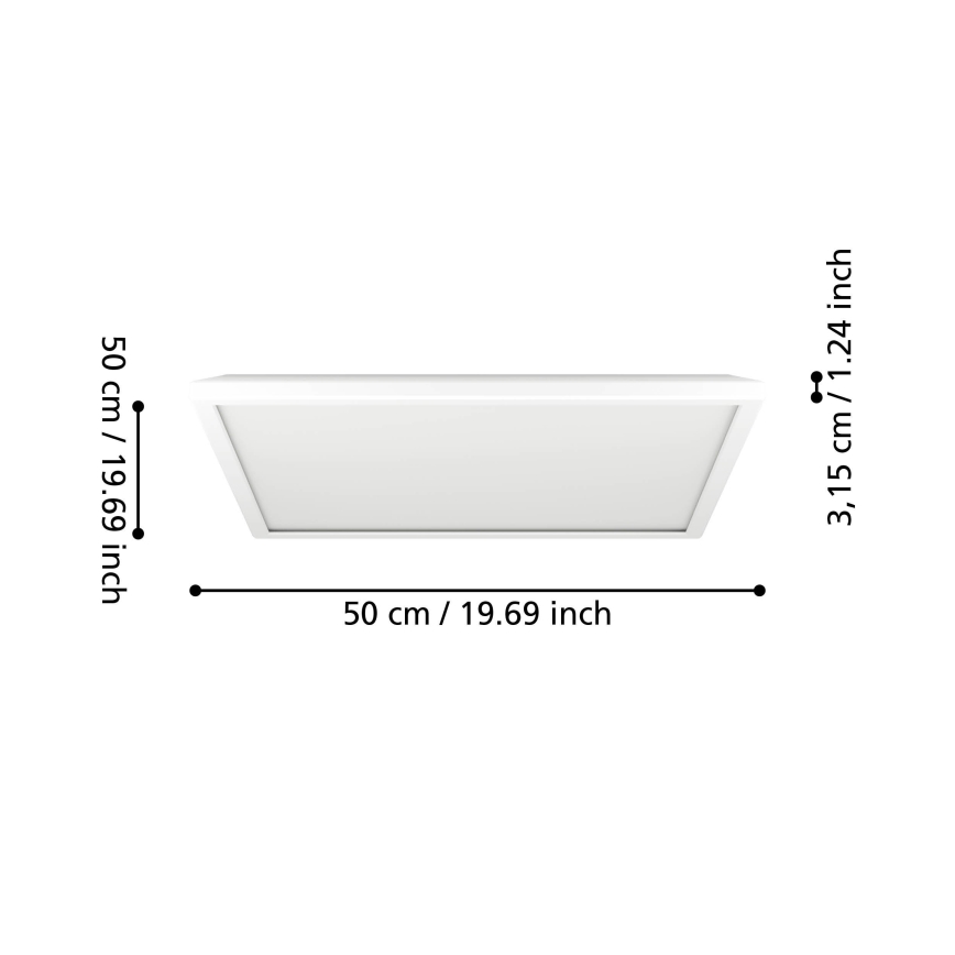 Eglo - LED Himmennettävä ulko katto kevyt LED/17W/230V 2700-6500K 50x50 cm IP44 valkoinen + kauko-ohjaus