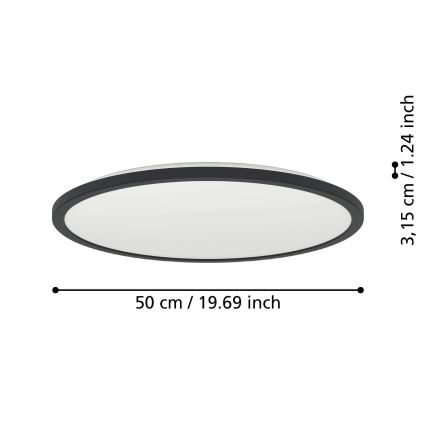Eglo - LED RGBW Himmennettävä ulko katto kevyt LED/16,8W/230V 2700-6500K halkaisija 50 cm IP44 musta ZigBee