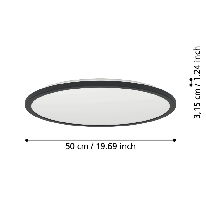 Eglo - LED RGBW Himmennettävä ulko katto kevyt LED/16,8W/230V 2700-6500K halkaisija 50 cm IP44 musta ZigBee