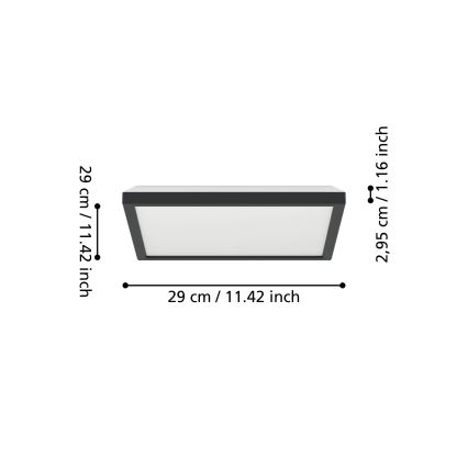 Eglo - LED RGBW Himmennettävä ulko katto kevyt LED/13,4W/230V 2700-6500K 29x29 cm IP44 musta