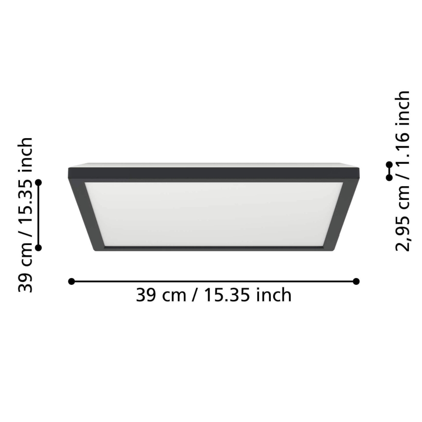 Eglo - LED RGBW Himmennettävä ulko katto kevyt LED/17,6W/230V 2700-6500K 39x39 cm IP44 musta ZigBee