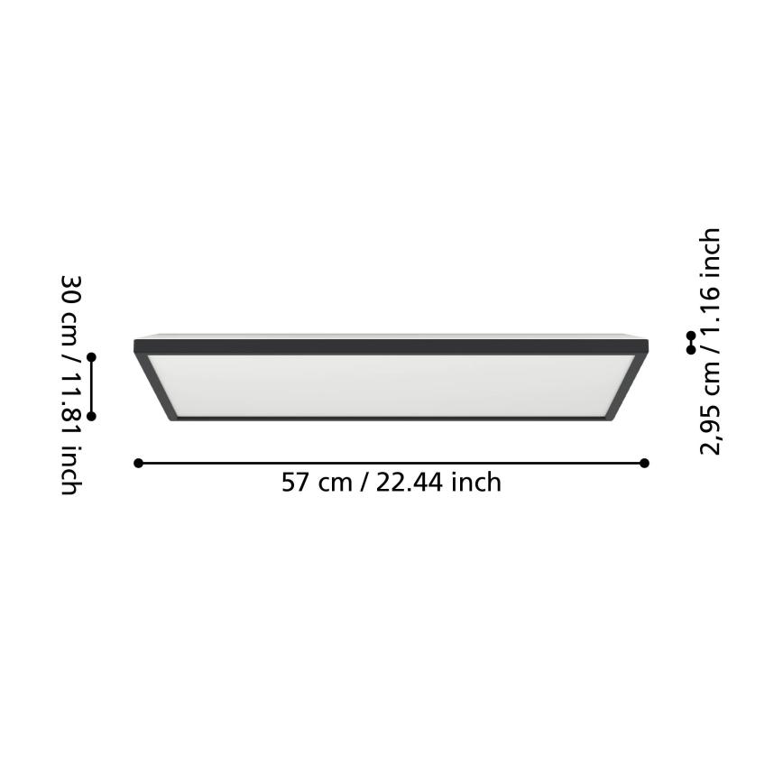 Eglo - LED RGBW Himmennettävä ulko katto kevyt LED/17,2W/230V 2700-6500K 30x57cm IP44 musta ZigBee