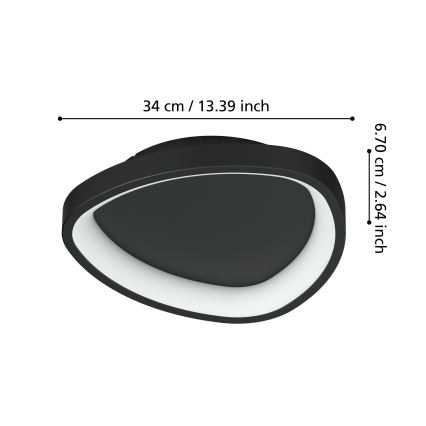 Eglo - Himmennettävä LED-kattovalaisin LED/12W/230V 2700-6500K musta + kauko-ohjaus