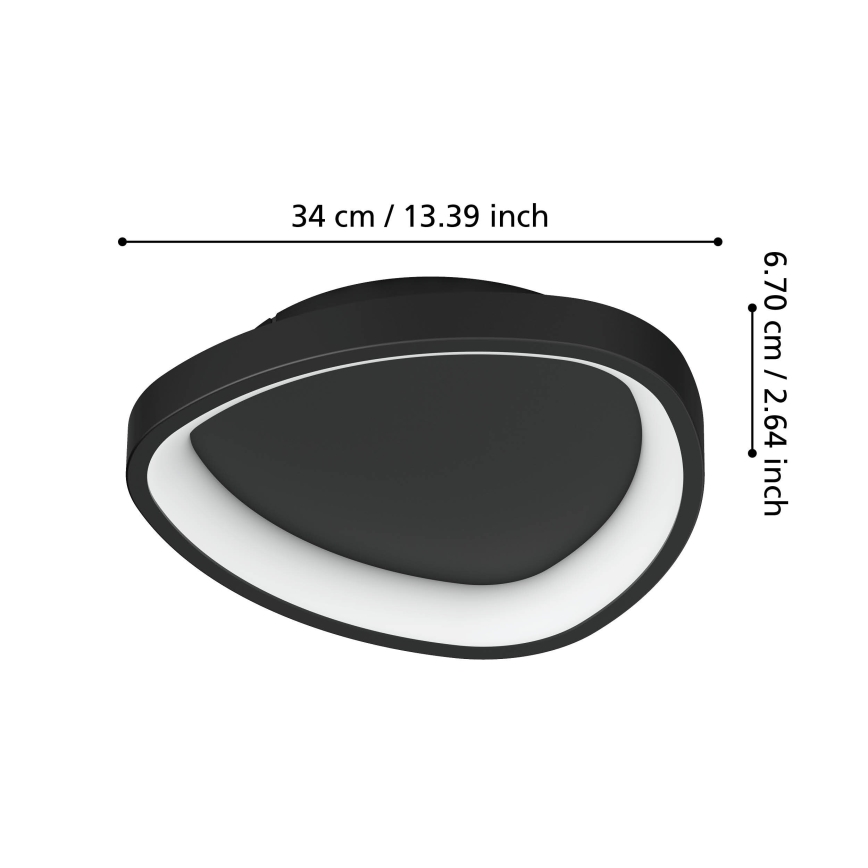 Eglo - Himmennettävä LED-kattovalaisin LED/12W/230V 2700-6500K musta + kauko-ohjaus