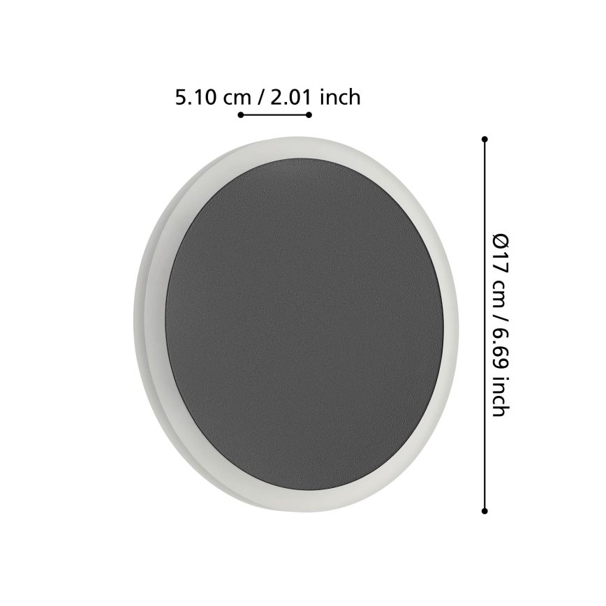 Eglo - LED-seinävalaisin LED/12W/230V 3000K halkaisija 17 cm musta