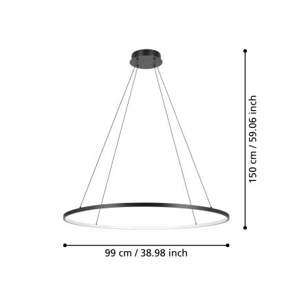 Eglo - Himmennettävä LED-kattokruunu johdossa LED/40W/230V 2700-6500K musta + kauko-ohjaus
