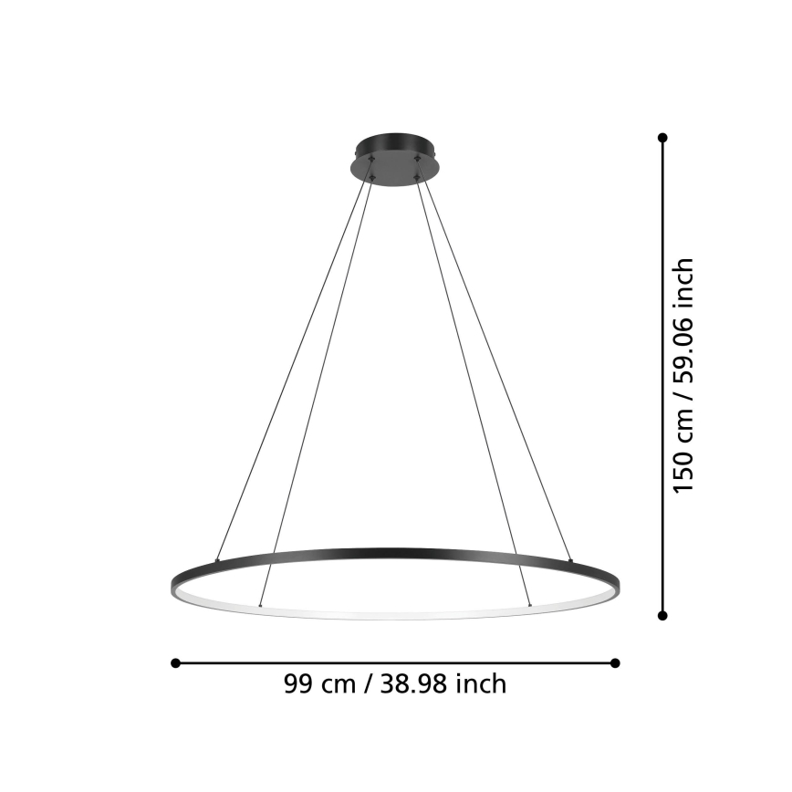 Eglo - Himmennettävä LED-kattokruunu johdossa LED/40W/230V 2700-6500K musta + kauko-ohjaus