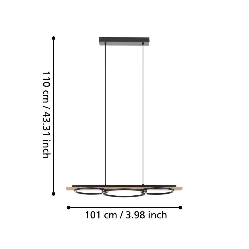 Eglo - Himmennettävä LED-kattokruunu johdossa 2xLED/12,5W/230V+1xLED/15,5W 3000K beige/musta