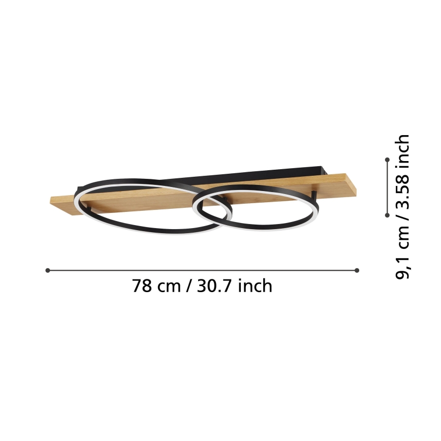 Eglo - LED-kattovalaisin 2xLED/12W/230V 3000K beige/musta