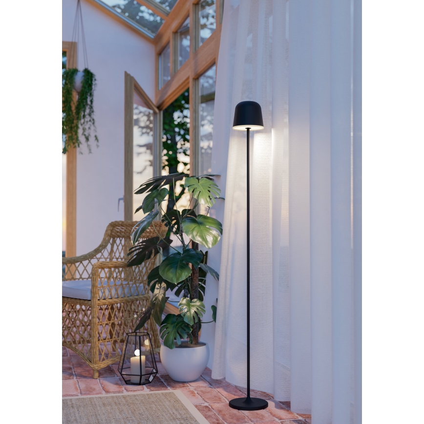 Eglo - LED Himmennettävä ulko ladattava lattialamppu LED/4,3W/5V 2400/3000/4000K IP54 musta