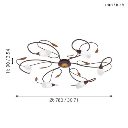 EGLO 90697 - Kiinteä kattokruunu GERBERA1 6xG9/40W