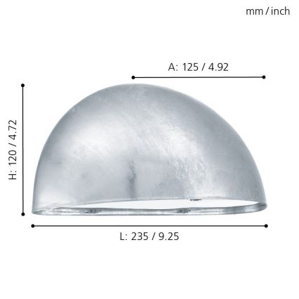 EGLO 90867 - Ulkoseinävalaisin LEPUS 1xE27 / 40W galvanoitu teräs