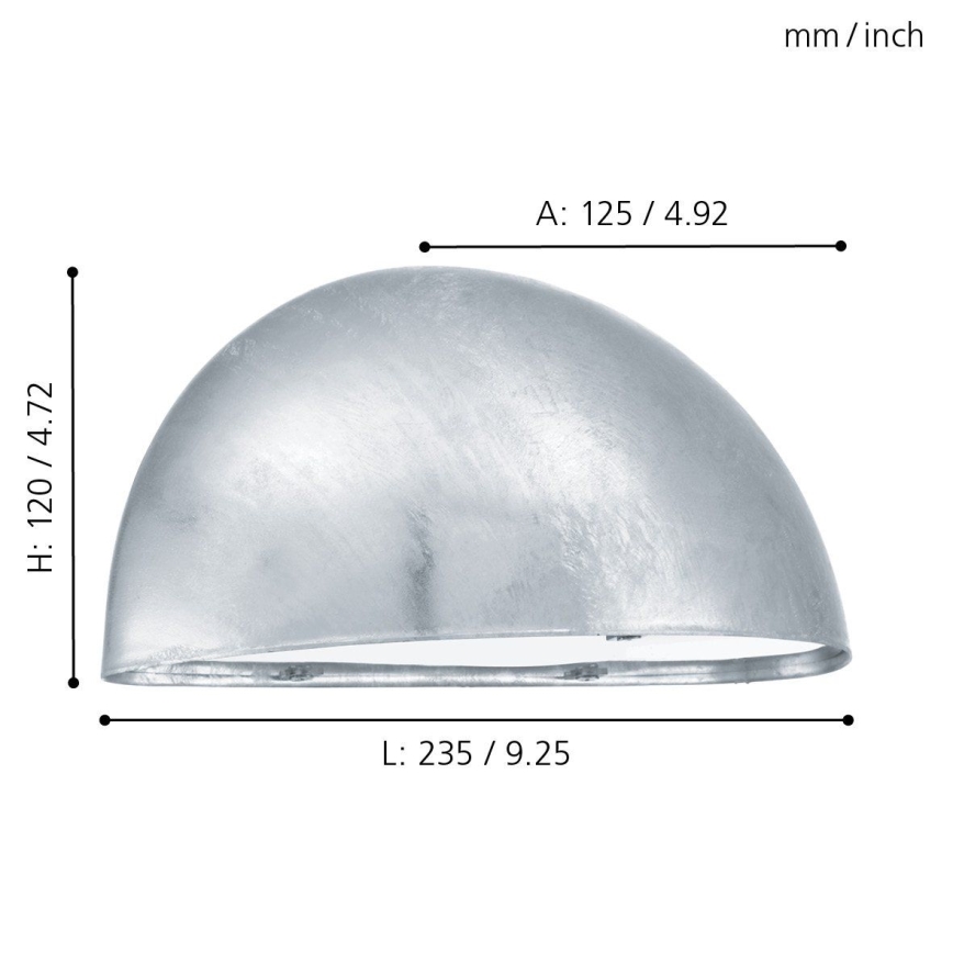 EGLO 90867 - Ulkoseinävalaisin LEPUS 1xE27 / 40W galvanoitu teräs