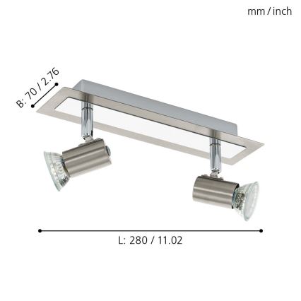 EGLO - Seinä- ja kattovalaisin 2xGU10/LED/3W