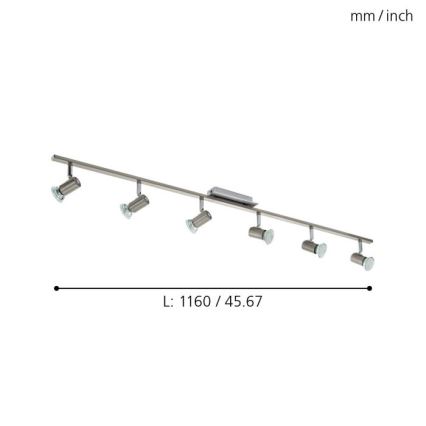 EGLO 90927 - Kattovalo ROTTELO 6xGU10/LED/3W