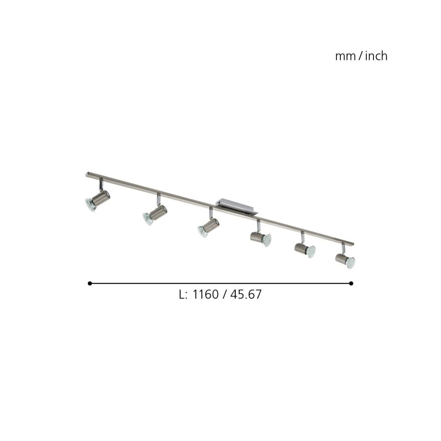 EGLO 90927 - Kattovalo ROTTELO 6xGU10/LED/3W