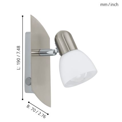 EGLO 90982 - Kohdevalo ENEA 1xE14 / 40W matta nikkeli / satiini