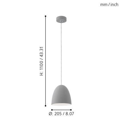 Eglo 92521 - Riippuvalaisin PRATELLA E27/60W/230V