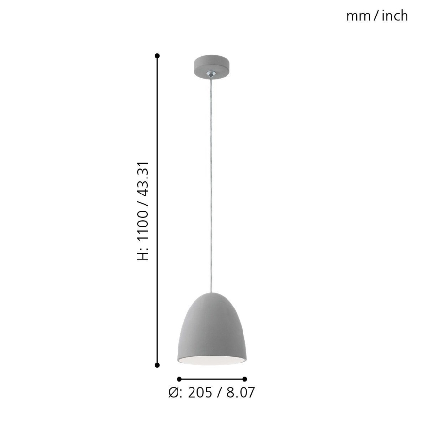 Eglo 92521 - Riippuvalaisin PRATELLA E27/60W/230V