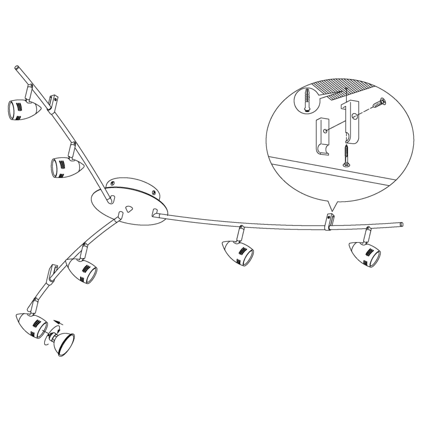 Eglo 92645 - LED-kohdevalaisin MAGNUM 6xGU10/3W/230V