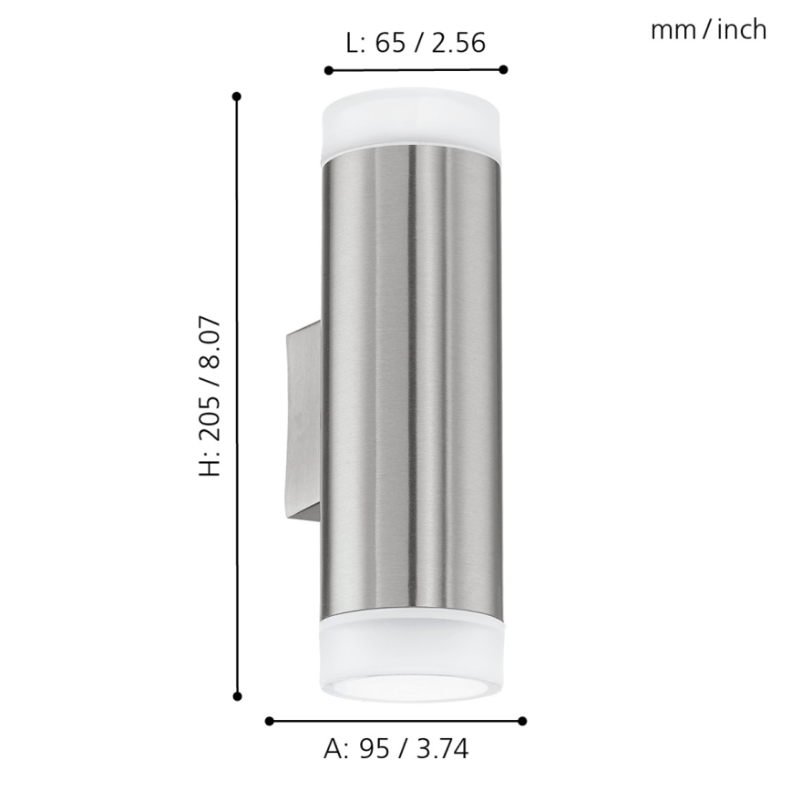 Eglo 92736 - Ulkoseinävalaisin RIGA-LED GU10/2,5W/230V IP44