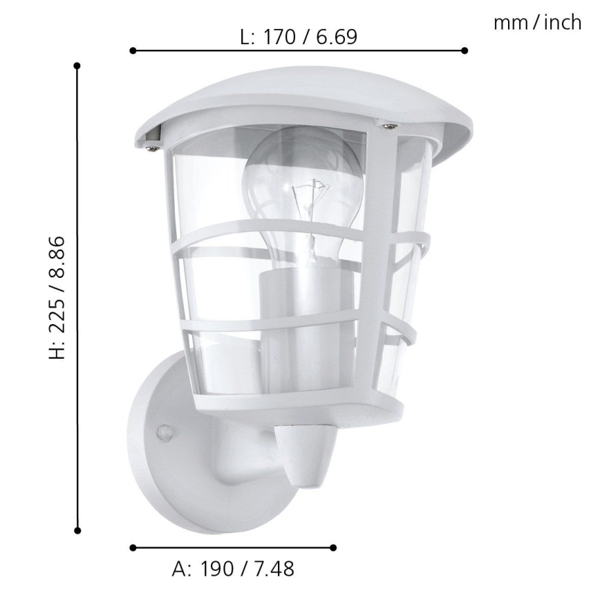 Eglo 93094 - LED-ulkoseinävalaisin ALORIA 1xE27/8,5W/230V IP44