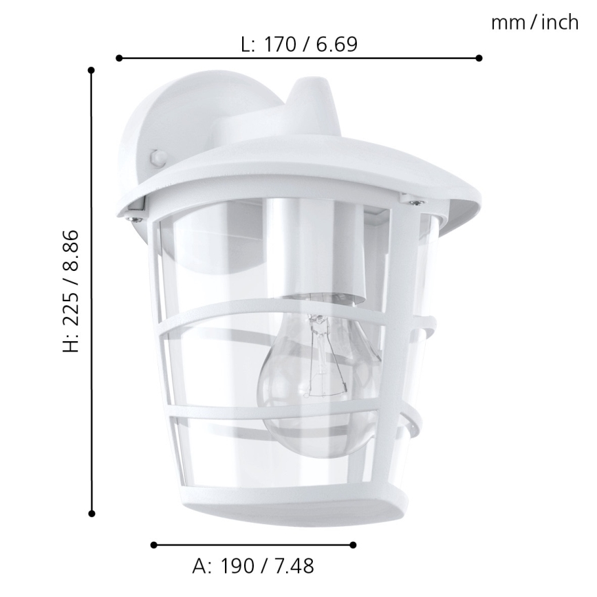 Eglo 93095 - LED-ulkoseinävalaisin ALORIA 1xE27/8,5W/230V IP44