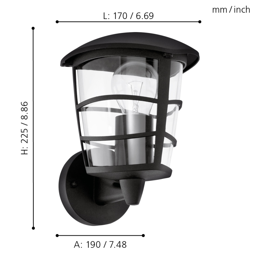 Eglo 93097 - LED-ulkoseinävalaisin ALORIA 1xE27/8,5W/230V IP44