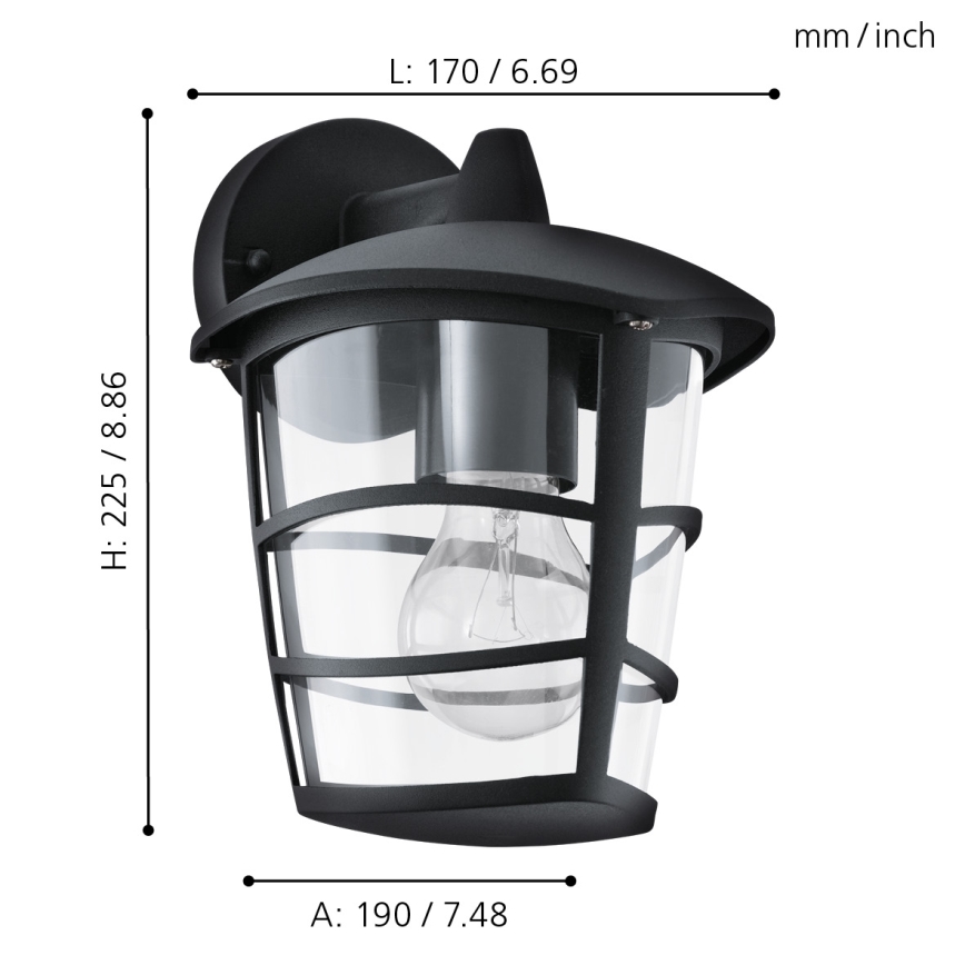 Eglo 93098 - LED-ulkoseinävalaisin ALORIA 1xE27/8,5W/230V IP44