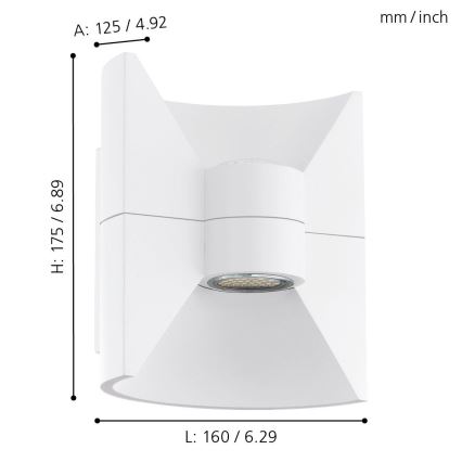 Eglo 93367 - LED-seinävalaisin REDONDO valkoinen 2xLED-SMD / 2,5W / 230V