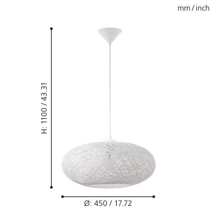 Eglo 93373 - Riippuvalaisin CAMPILO 1xE27/60W/230V