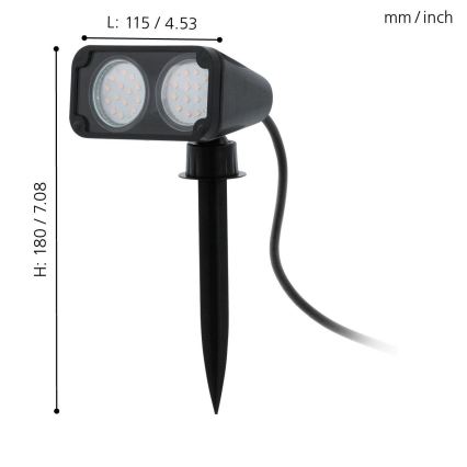 Eglo 93385 - Ulkovalo NEMA1 2xGU10/3W/230V IP44