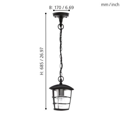 Eglo 93406 - LED-ulkokattokruunu ALORIA 1xE27/8,5W/230V IP44
