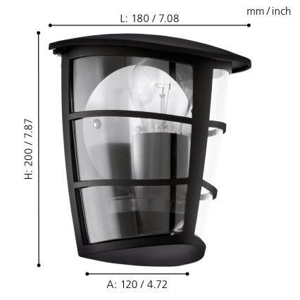 Eglo 93407 - Ulkoseinävalaisin ALORIA 1xE27/60W/230V IP44