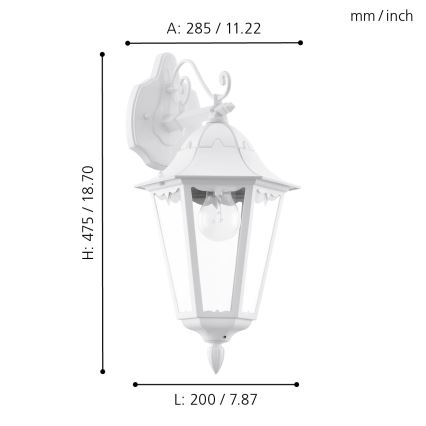Eglo 93445 - Ulkoseinävalaisin NAVEDO 1xE27/60W/230V IP44
