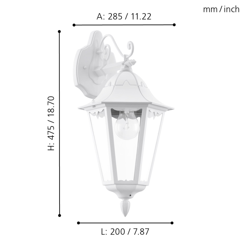 Eglo 93445 - Ulkoseinävalaisin NAVEDO 1xE27/60W/230V IP44