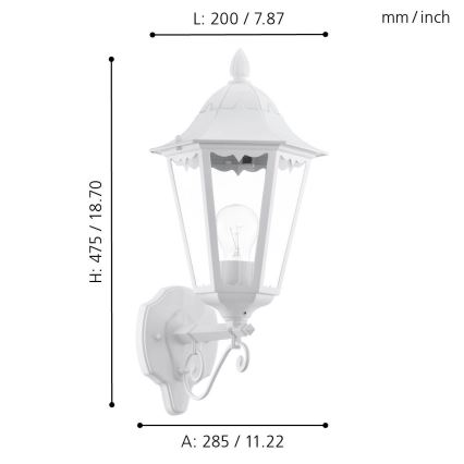 Eglo 93446 - Ulkoseinävalaisin NAVEDO 1xE27/60W/230V IP44