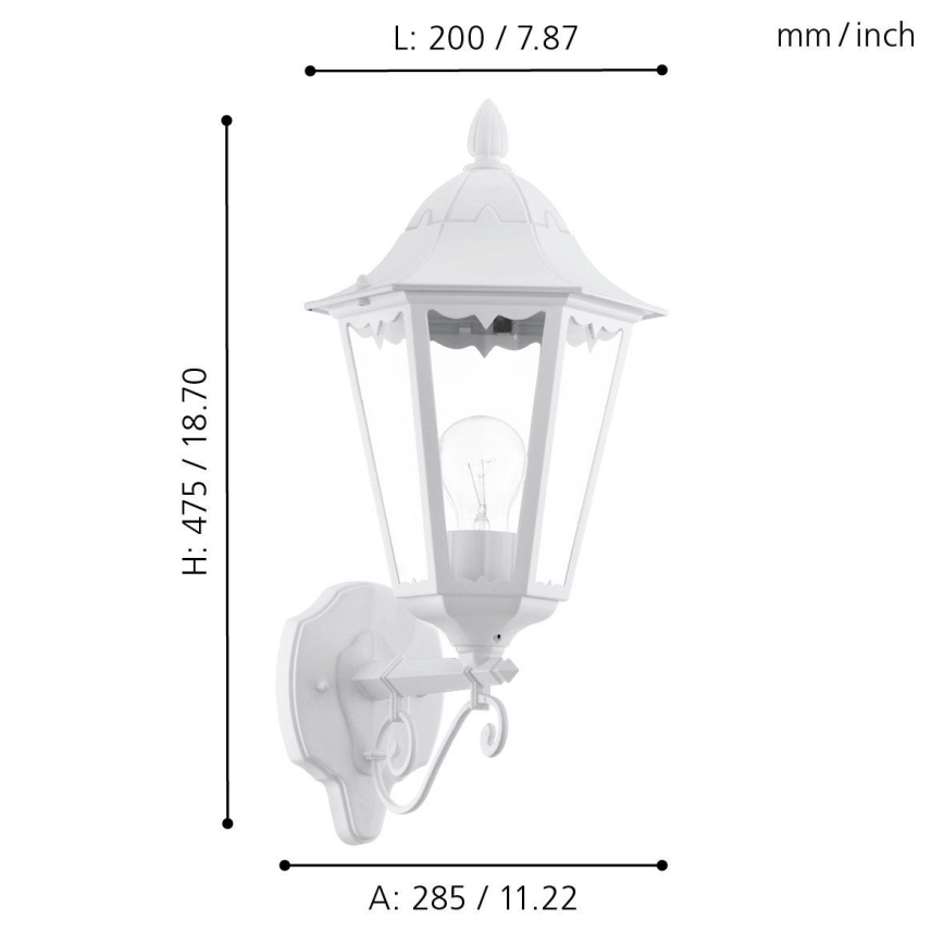 Eglo 93446 - Ulkoseinävalaisin NAVEDO 1xE27/60W/230V IP44