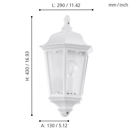 Eglo 93448 - Ulkoseinävalaisin NAVEDO 1xE27/60W/230V IP44