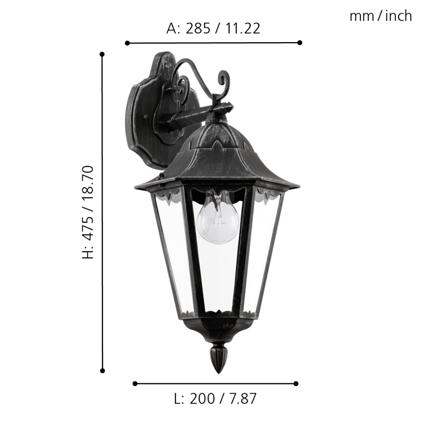 Eglo 93456 - Ulkoseinävalaisin NAVEDO 1xE27/60W/230V IP44
