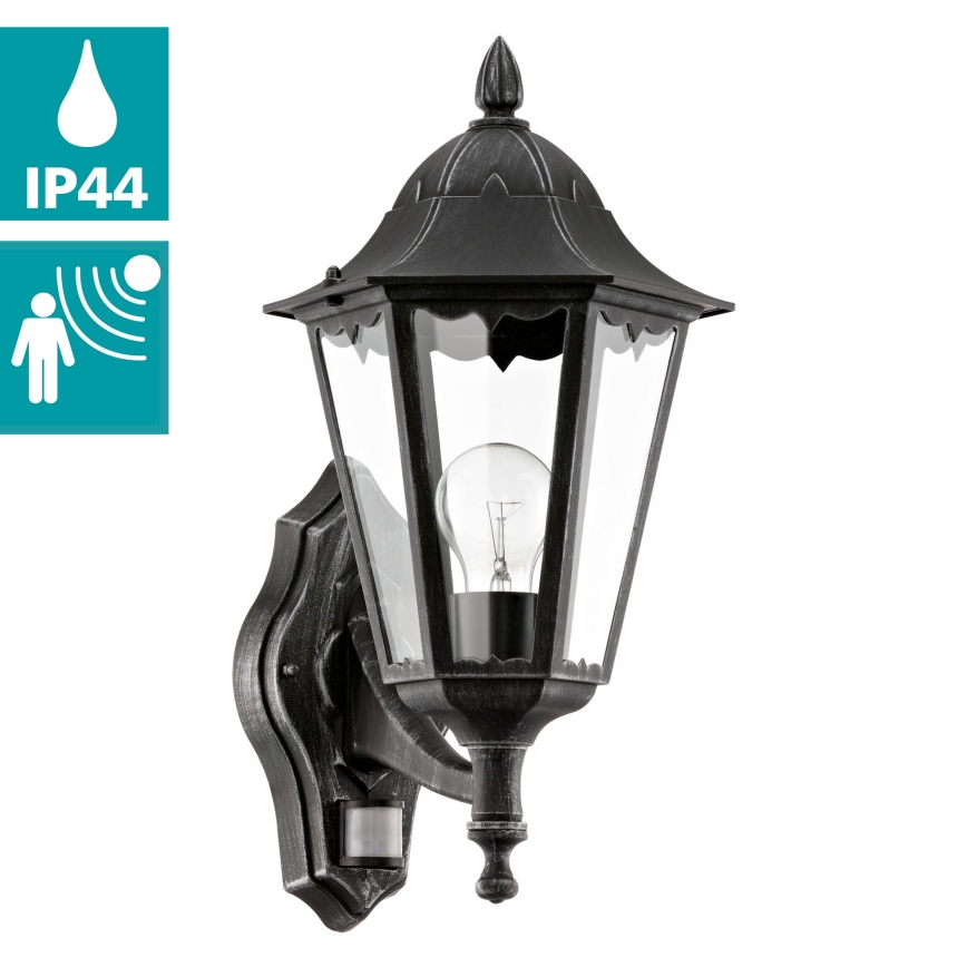 Eglo 93458 - Ulkoseinävalaisin anturilla NAVEDO 1xE27/60W/230V IP44