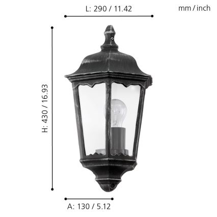 Eglo 93459 - Ulkoseinävalaisin NAVEDO 1xE27/60W/230V IP44
