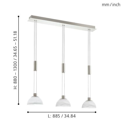 Eglo 93468 - LED-riippuvalaisin MONTEFIO 3xLED/6W/230V