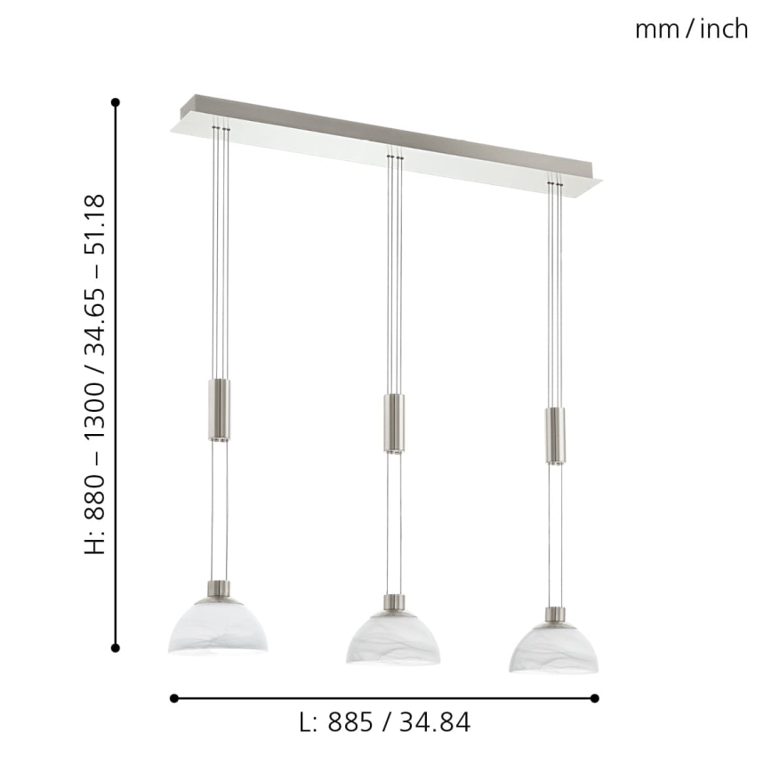 Eglo 93468 - LED-riippuvalaisin MONTEFIO 3xLED/6W/230V