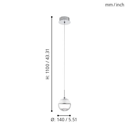 Eglo 93708 - LED-riippuvalaisin MONTEFIO 1 1xLED/5W/230V